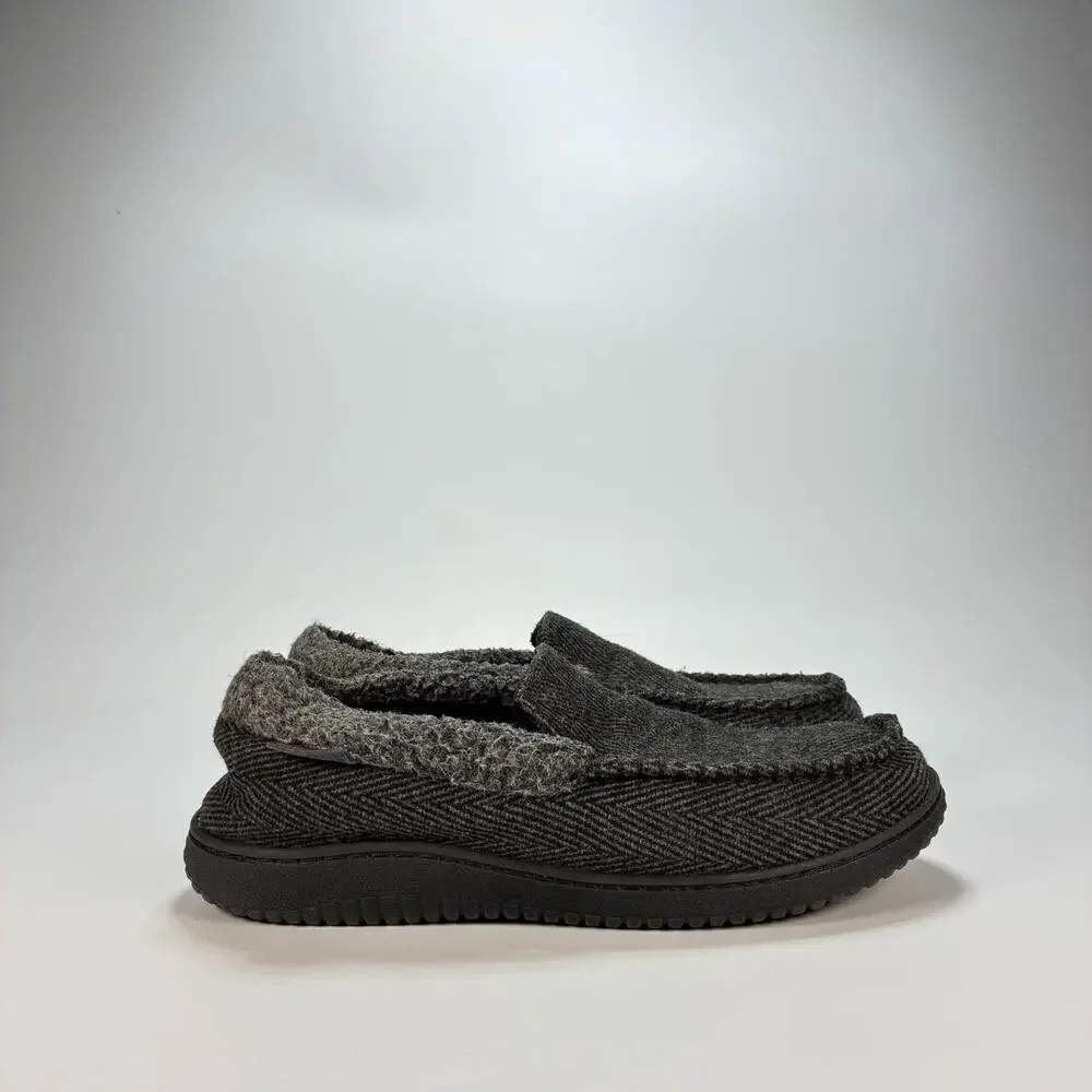 Dearfoams Brendan Gray Herringbone Indoor Outdoor Clog Slippers Men's Size 10